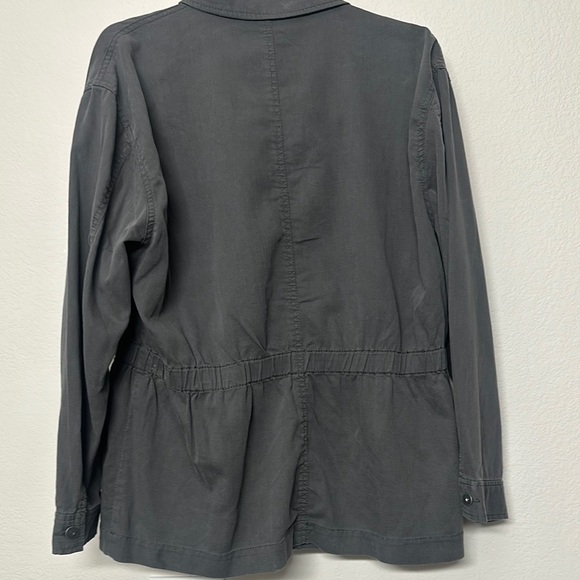 Deep Gray Utility Jacket with Collar and Button Closure - Picture 3 of 6
